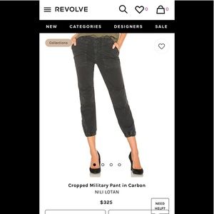 NILI LOTAN Cropped Military Pant in Carbon, barely worn size 00